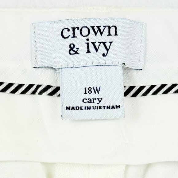 Crown & Ivy Womens White 2-Way Stretch Slim Fit Cary Ankle Pants Plus Sz 18W NWT - Picture 5 of 12
